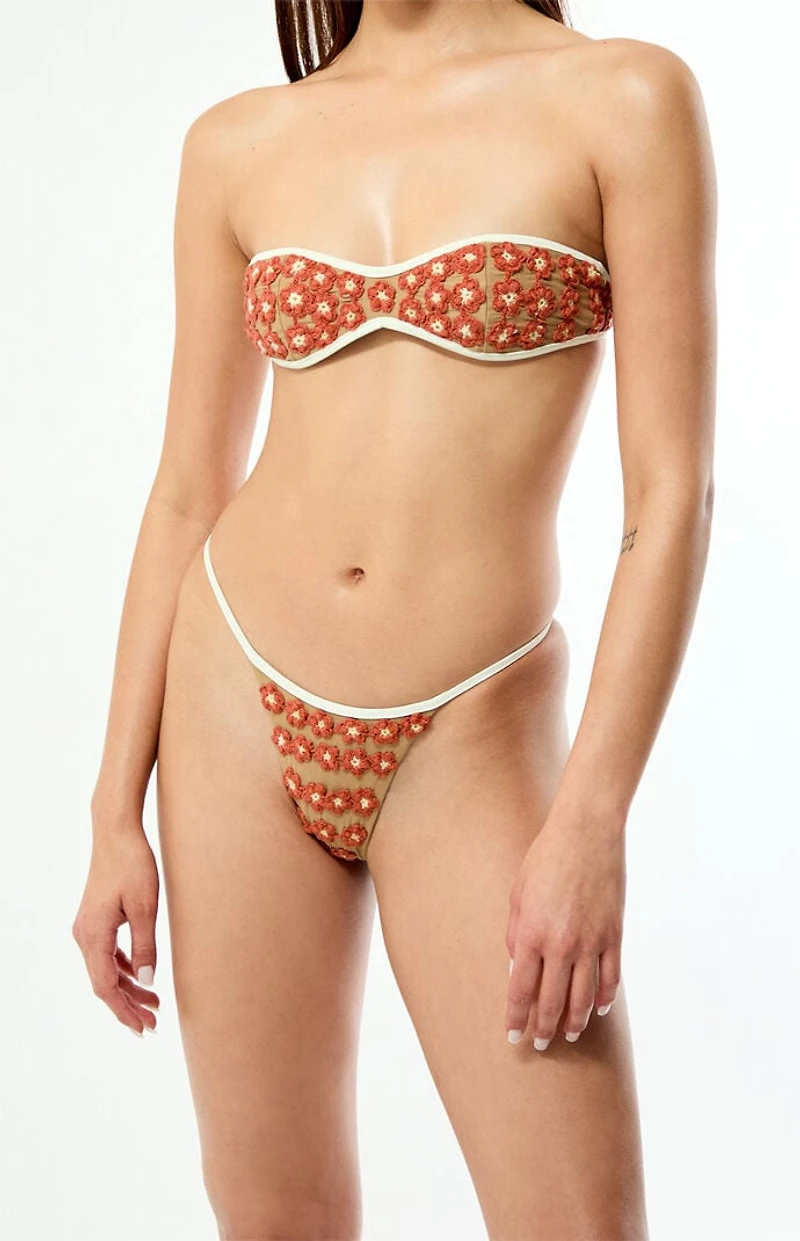 STRAIT THE LABEL Crochet Floral Pipeline High Cut Bikini Bottom