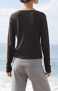 John Galt Brown Athelia Pointelle Cardigan