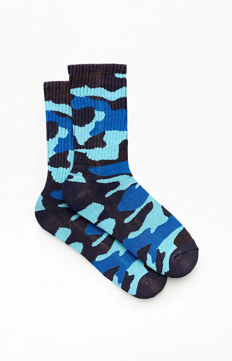 Pacsun Washed Blue Camo Gray Crew Socks
