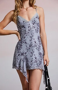 Third Charm Olivia Lace Trim Leopard Mini Dress