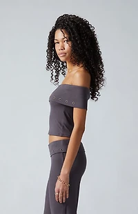 Third Charm Ellie Grommet Off-The-Shoulder Top