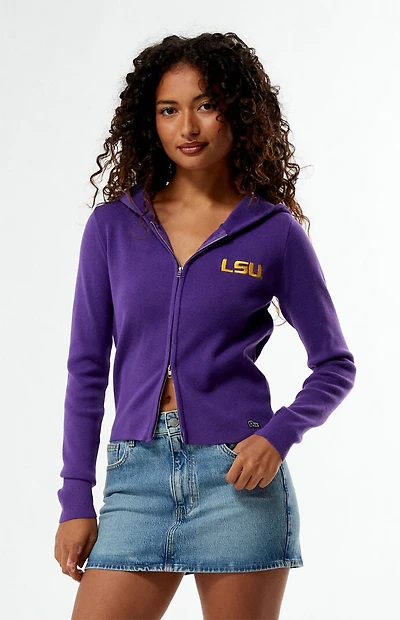 HYPE & VICE LSU Tigers Ribbed Zip Up Hoodie