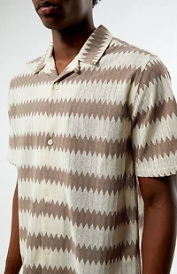 Pacsun Brown & Cream Textured Oversized Resort Camp Shirt