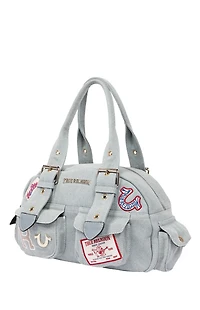 True Religion Denim Blue Multi Patch Satchel Bag
