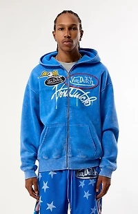 Von Dutch Logo Vintage Wash Full Zip Hoodie