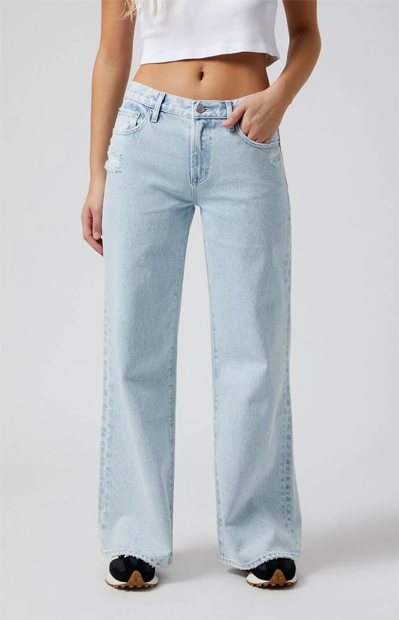 Pacsun Lena Super Baggy Jeans Ripped Light Indigo