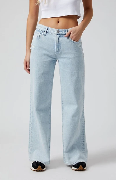 Pacsun Lena Super Baggy Jeans Ripped Light Indigo