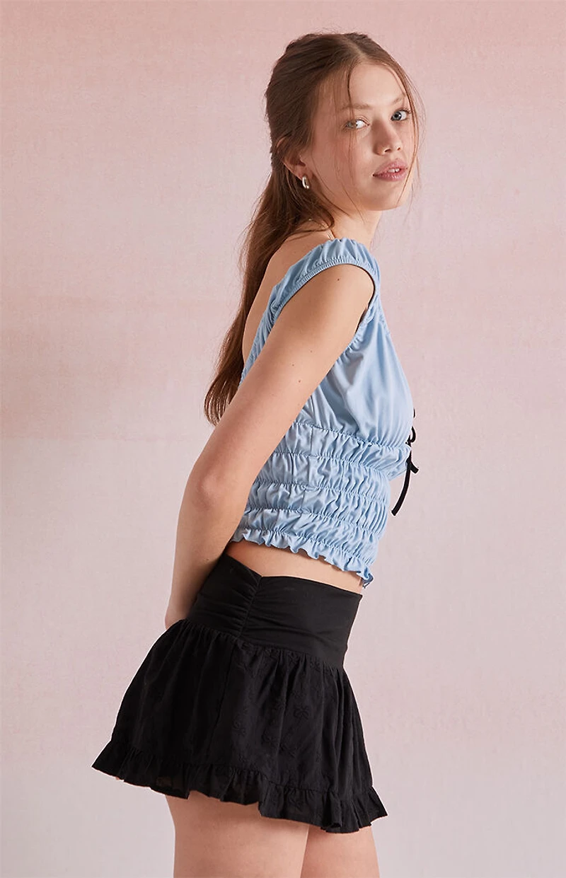 Beverly and Beck Eyelet Bow Micro Mini Skort