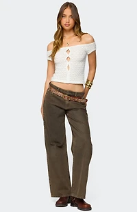 Edikted Layken Off Shoulder Texture Top