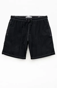 Pacsun Black Baggy Contrast Crinkle 8" Swim Trunks