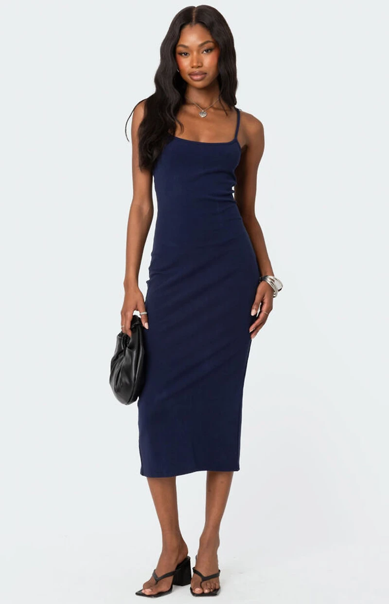 Edikted Air Back Slitted Midi Dress