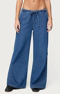 Edikted Vicky Tie Waist Low Rise Baggy Jeans