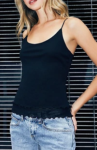 John Galt Black Ava Mesh Tank Top