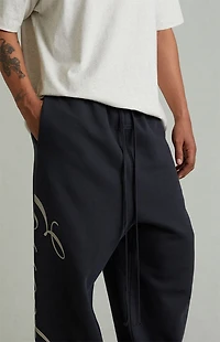 Fear of God ESSENTIALS Vintage Black Script Logo Lounge Fleece Baggy Sweatpants