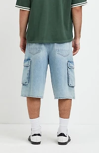 Pacsun Austin Extreme Baggy Jean Shorts Cargo Light Blue