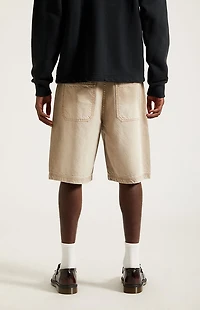 Pacsun Parker Baggy Denim Shorts Tan Washed