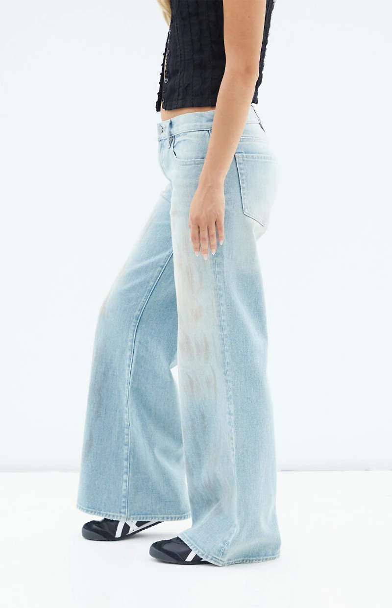 Pacsun Lena Low Rise Super Baggy Jeans Light Indigo Stained
