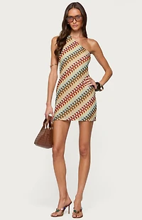 Edikted Agua Zigzag One Shoulder Mini Dress