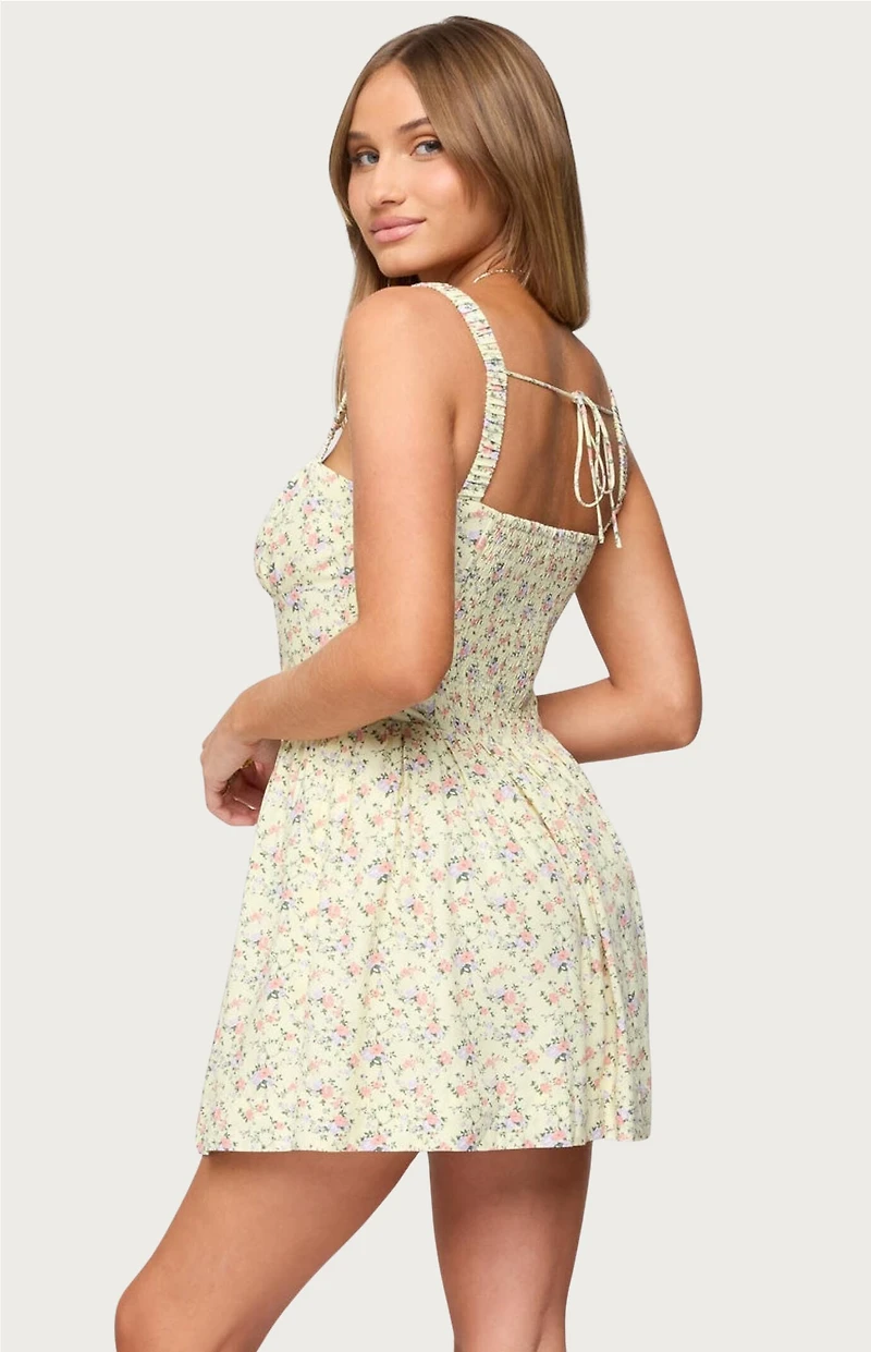 Edikted Sadee Ruched Floral Mini Dress