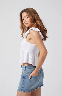 LA Hearts Keyhole Linen Babydoll Top