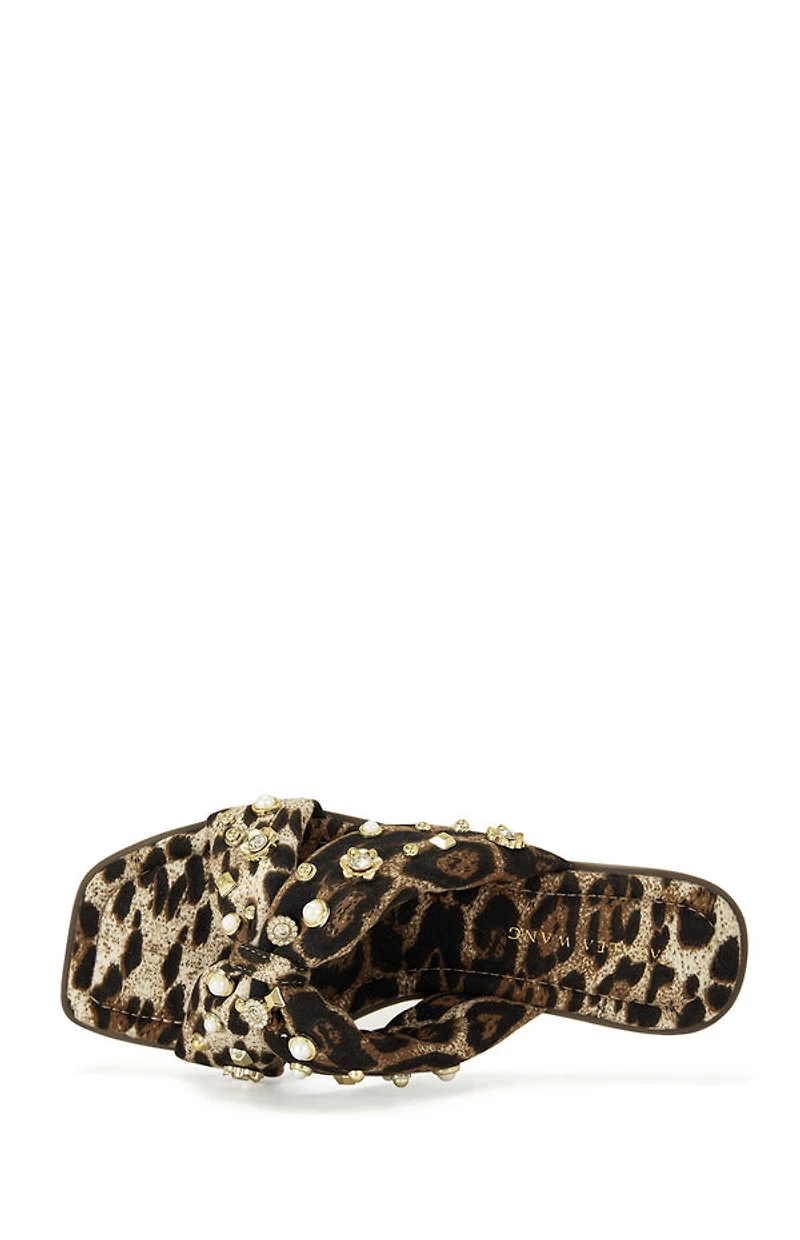AZALEA WANG Women's Ramsey Leopard Flat Sandals