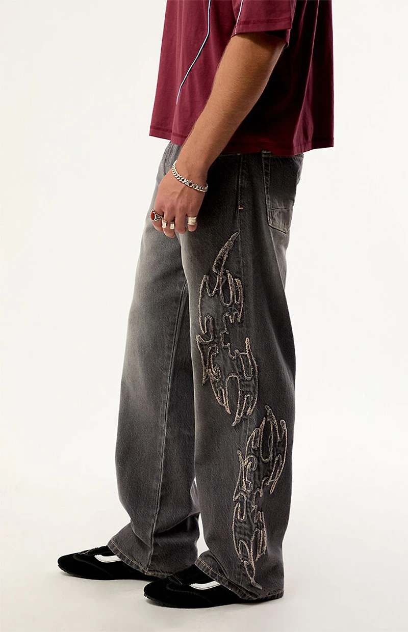 Pacsun Dylan Baggy Jeans Cyber Applique Gray