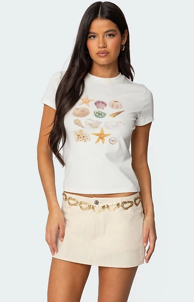 Edikted Seashells Graphic T-Shirt