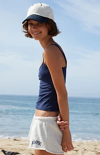John Galt Blue Skylar Cropped Tank Top