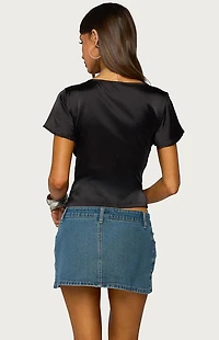 Edikted Aurora Satin Effect Ruffle Top
