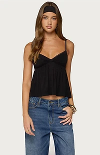 Edikted Belen Polka Dot Lacey Babydoll Top