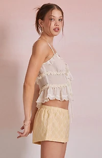 Beverly and Beck Mariah Ruffle Tie Front Top