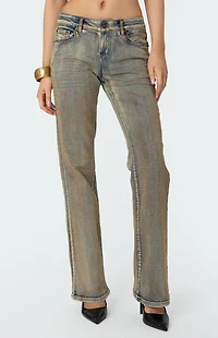 Edikted Bootcut Low Rise Mud Washed Jeans