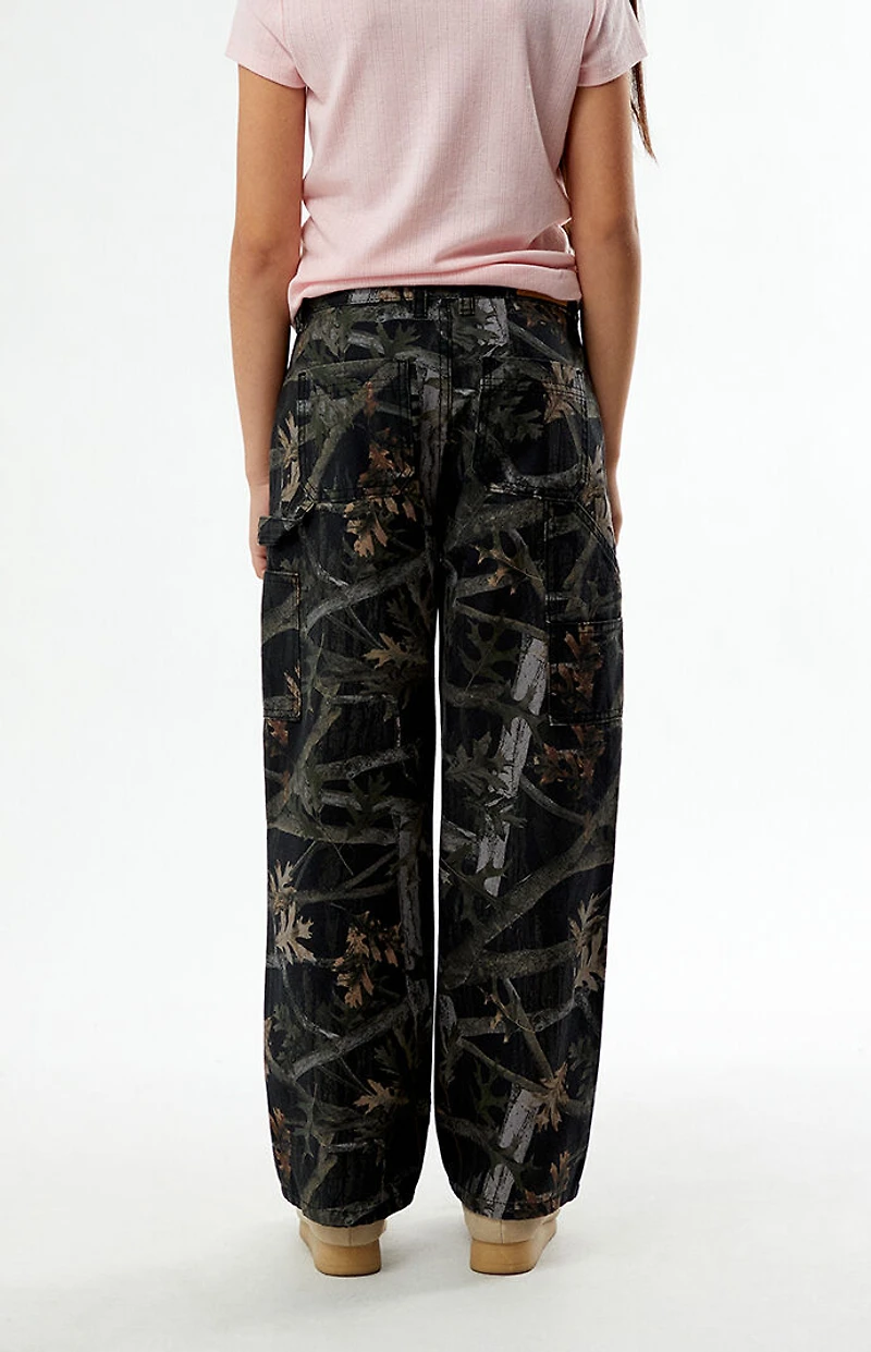 Pacsun Kids Baggy Pants Black Camo Carpenter