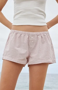John Galt Pink & White Striped Keira Pajama Boxer Shorts