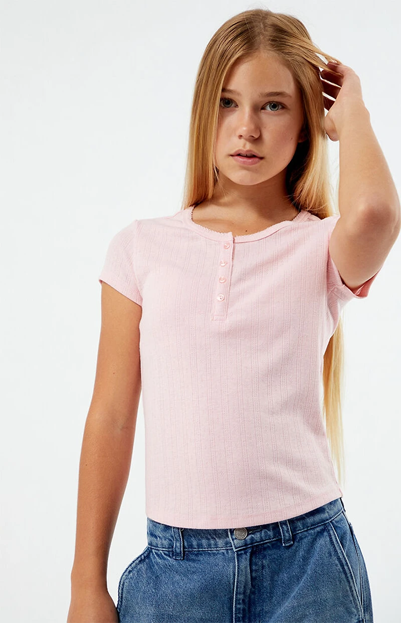 Pacsun Kids Light Pink Henley Skimmer Top