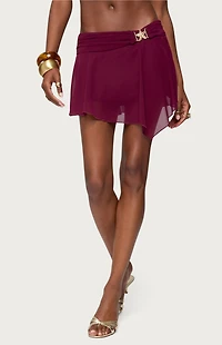 Edikted Sea Star Asymmetric Chiffon Mini Skirt