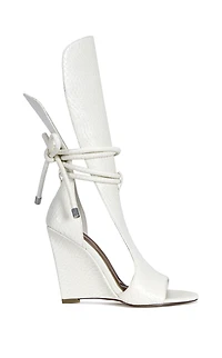 AZALEA WANG Women's Douma White Wedge Sandals