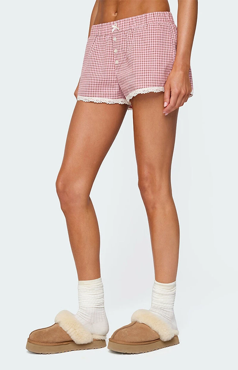 Edikted Vaughn Lacey Plaid Shorts