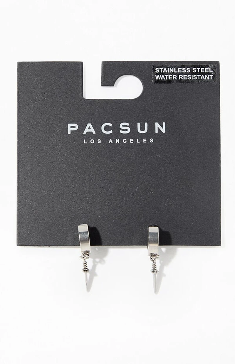 Pacsun Silver Dagger Hoop Earrings