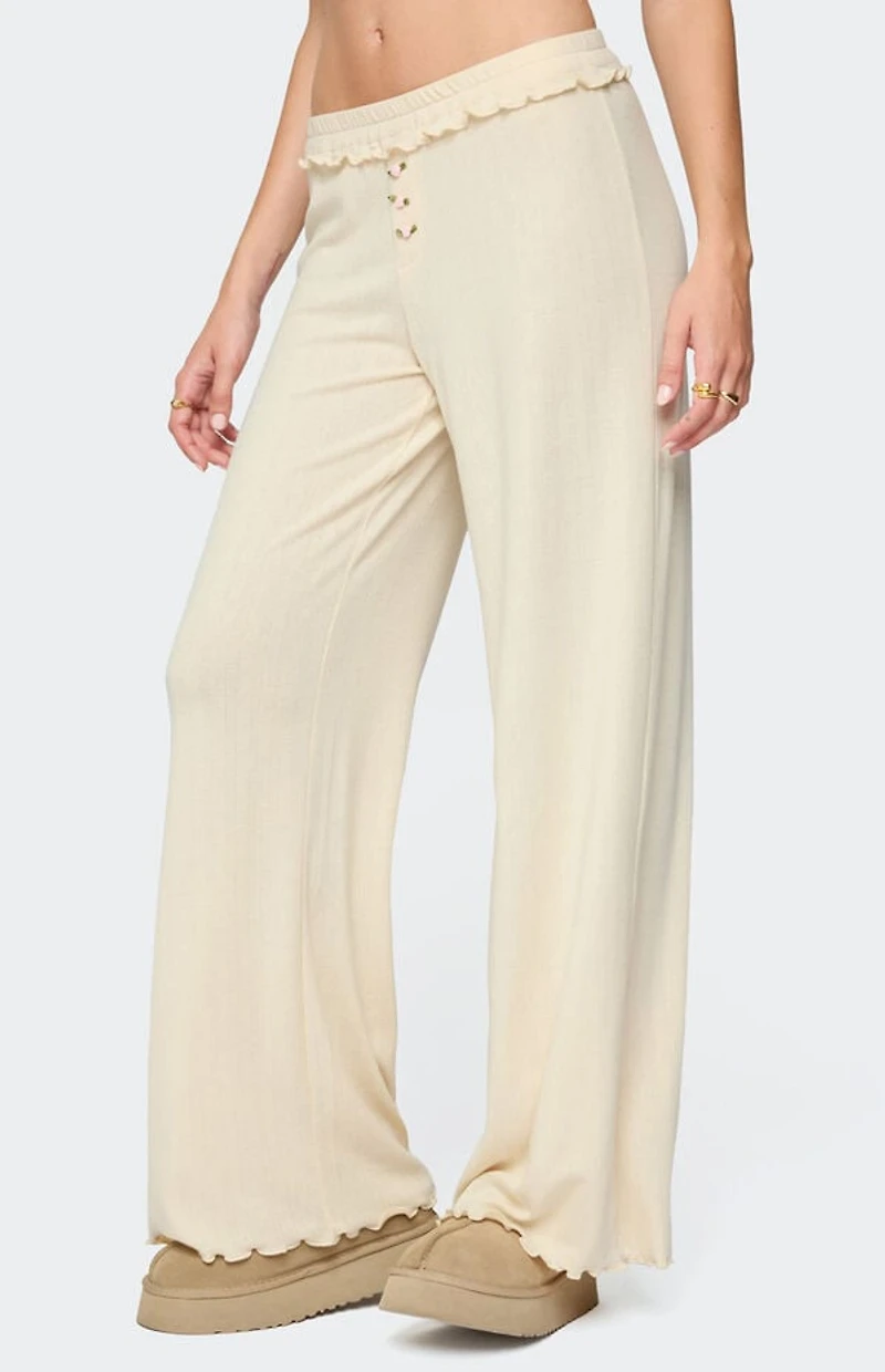 Edikted Posy Ruffle Pointelle Pants