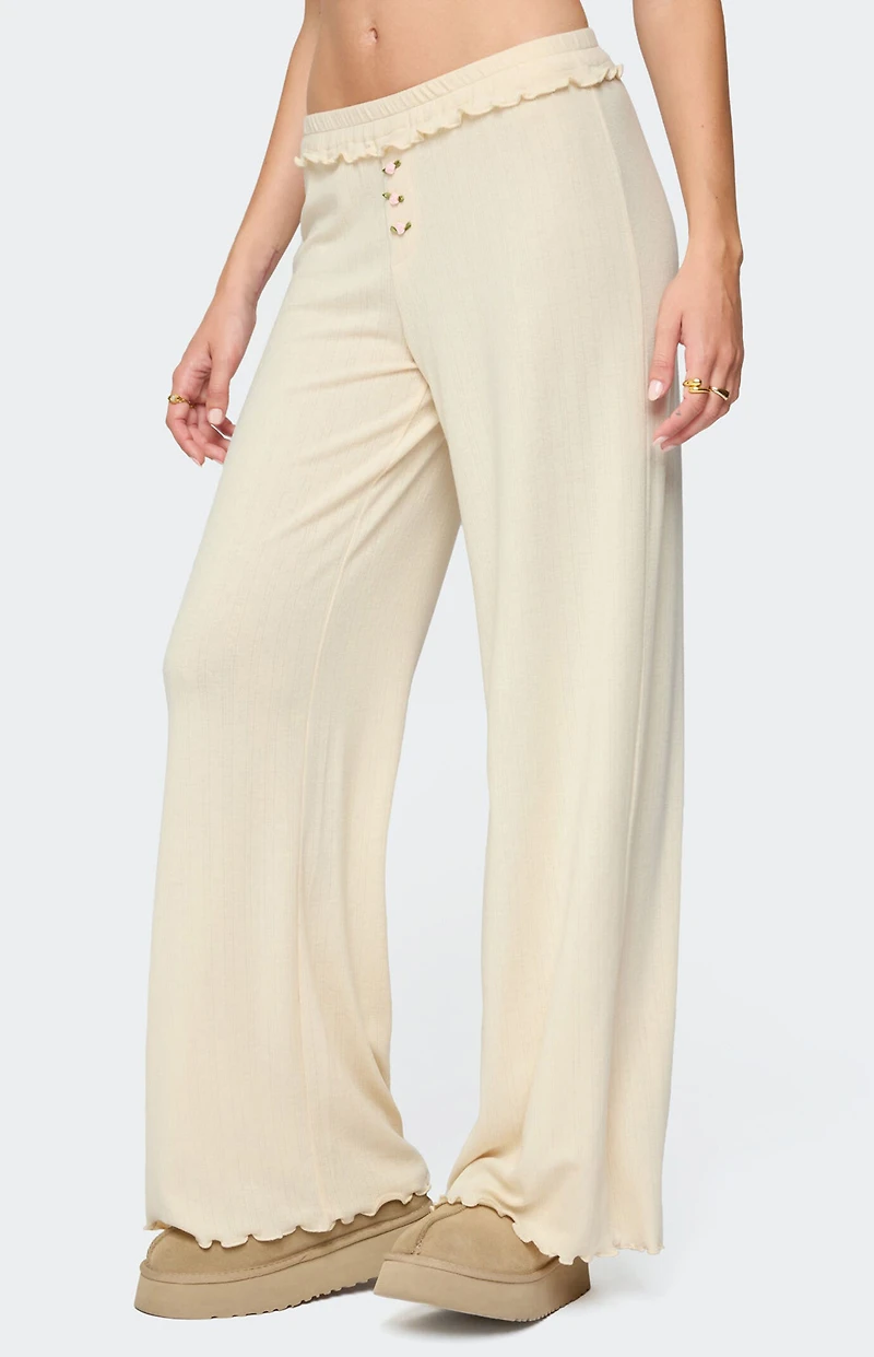 Edikted Posy Ruffle Pointelle Pants