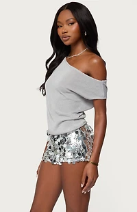 Edikted Holly Glitter Off Shoulder Top