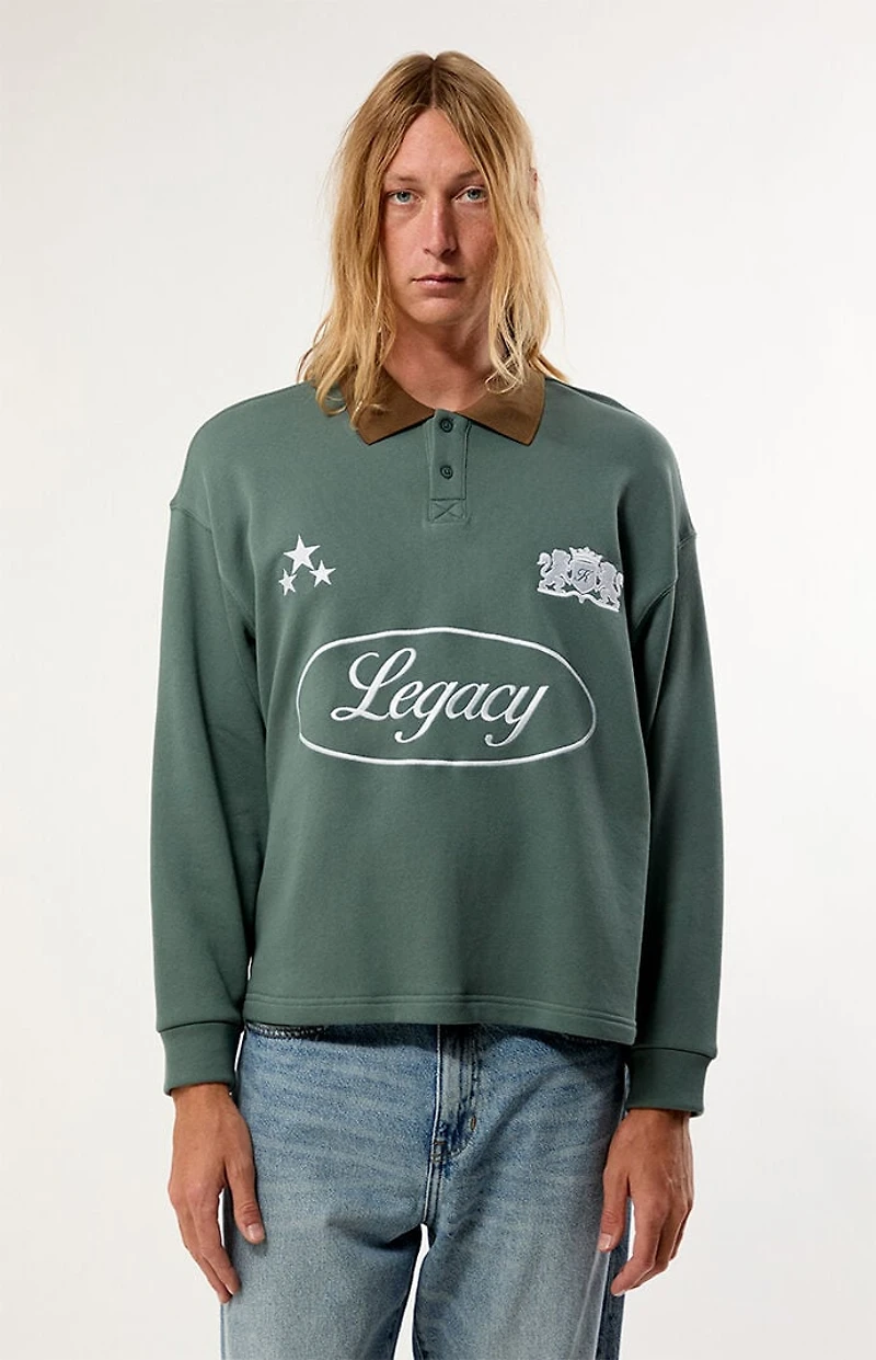 Pacsun Green Legacy Long Sleeve Rugby Polo Shirt