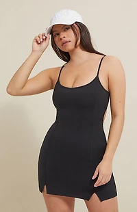 PAC 1980 WHISPER Active Black Reed Mini Dress