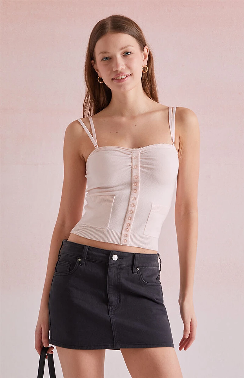 Beverly and Beck Frankie Button Up Sweater Tank Top