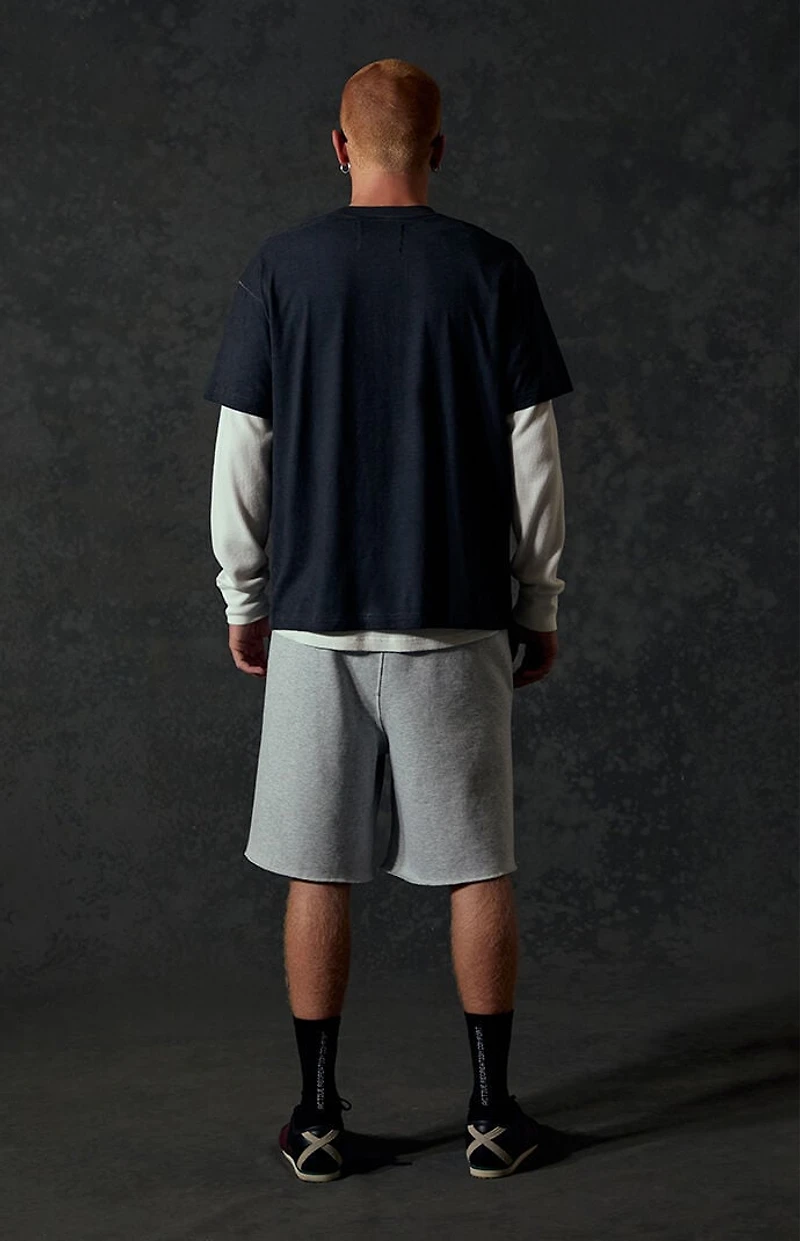 A.R.C. Heather Grey Standard Long Fleece Sweat Shorts