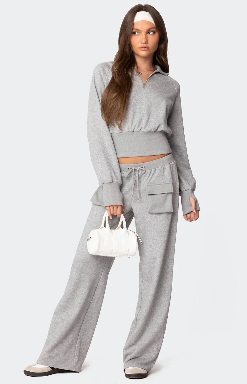 Edikted Bailey French Terry Quarter Zip Top