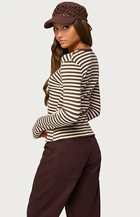 Edikted Roma Striped Henley Top