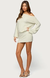 Edikted Off Shoulder Sequin Knit Mini Dress