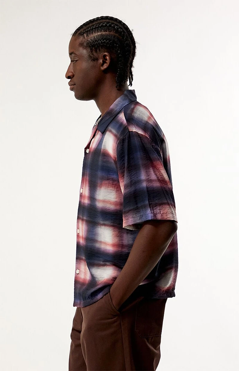 Pacsun Waterpaint Plaid Short Sleeve Shirt